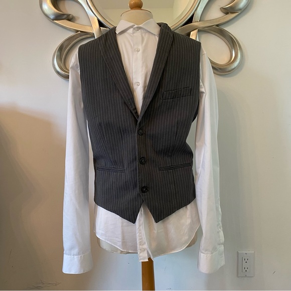 EXPRESS Y2K 2000’s Men’s Graphic New York Pinstripe Cotton Vest | Medium - Picture 3 of 9